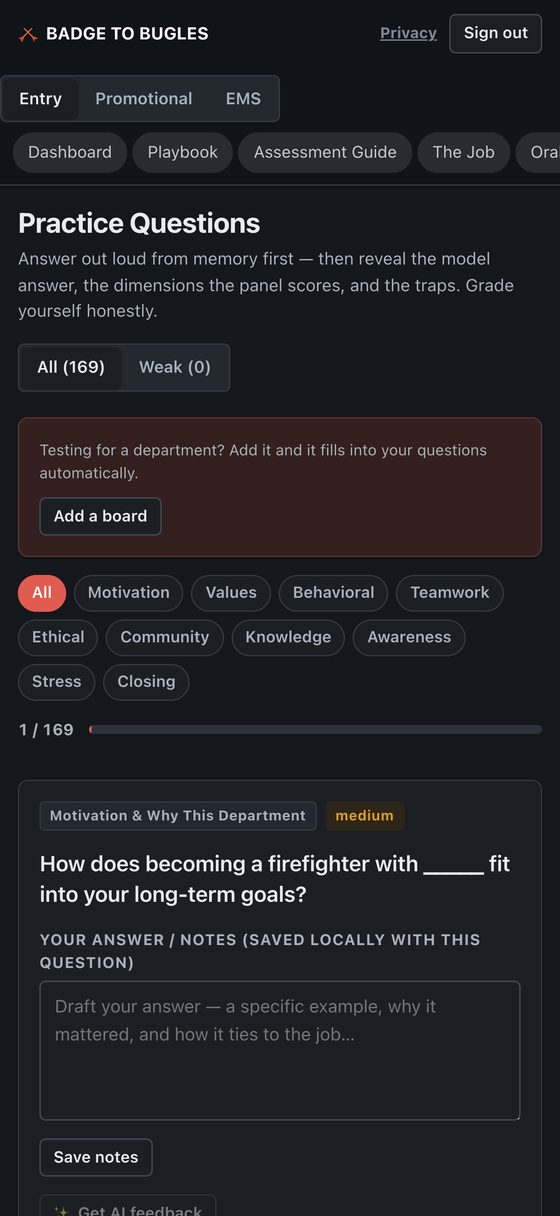 Badge to Bugles — practice questions